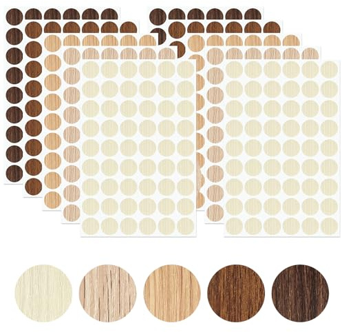 540 Stück Aufkleber für Möbel Holz, Schraubenloch-Abdeckungsaufkleber PVC, Schraubenabdeckung Holz furnier selbstklebend rund für Möbel, Schränke, Regale und Tische (21 mm, 5 Farben)