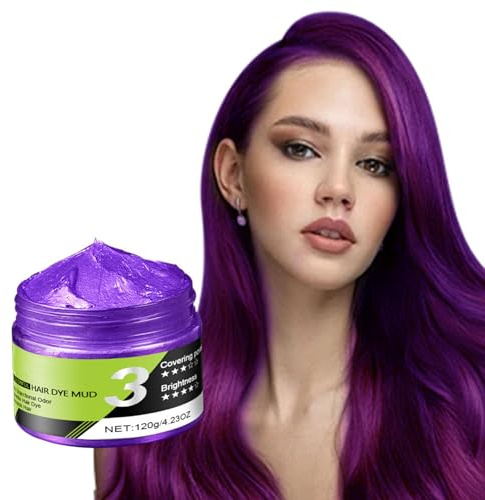 Purple Haarwachs,Temporäre Lilla Haarsprayfarbe, Waschbares Crazy Hair Color, Instant-Haarfärbemittel, Natürliche Haarfarbe, Styling-Haarton für Männer, Frauen, Party (Purple)