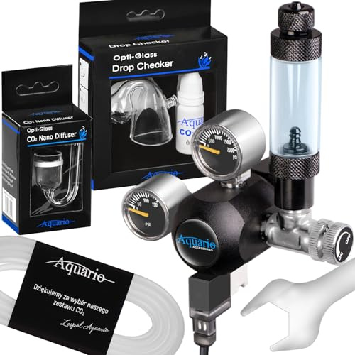 quario Professional 2.0 CO2 Komplettset mit Magnetventil – CO2-Anlage für Aquarien, Präzisionsdruckminderer, Glas-Diffusor, Drop Checker, 3 m Schlauch, Werkzeug – Profi CO2 System für Pflanzenaquarien