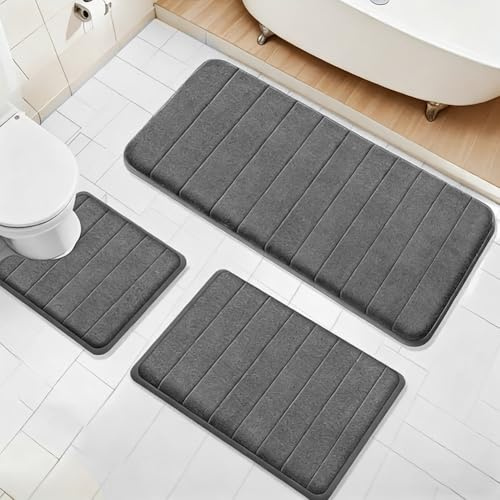 FARYODI 3 alfombrillas de baño de espuma con forma de U