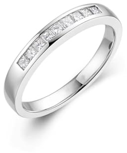 Mesnt 18K White Gold Ladies Promise Engagement Ring with 0.25ct Channel-Setting Diamond, Size J 1/2