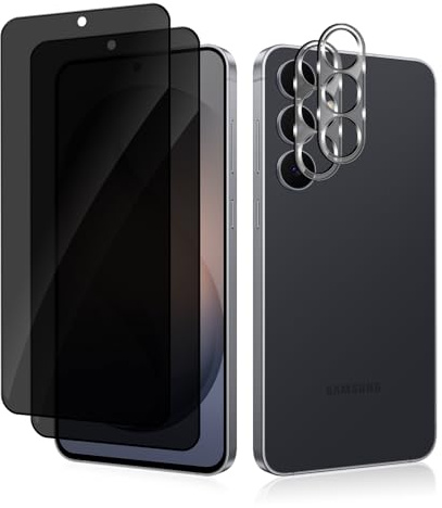 HeeYeal Privacy Schutzfolie für Samsung Galaxy S26 5G Panzer Schutz Glas | mit Kameraschutz, Anti-Spy Folie, [2 + 2 Stück] 9H Härte Anti-Spähen Sichtschutzfolie für Samsung Galaxy S26 5G