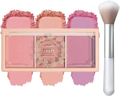 EONFAVE Matte Blush Polvere 3 in 1 Rouge, Face Rouge e Brush Make Up Powder per lunga durata, resistente al sudore, non grassa, per trucco quotidiano (#02 lilla)