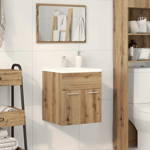 ATOMSTACK MAKER Waschbeckenschrank Badezimmer wandmontiert, Artisan-Eiche Holzwerkstoff, 41x38,5x46 cm, platzsparend mit viel Stauraum für Seife & Shampoo