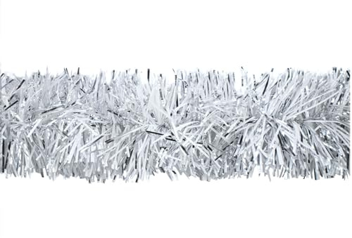 Creativery Weihnachtsgirlande Lametta 7cm x 3m Lamettagirlande Baumgirlande Christbaumdeko Perlmutt Weiß