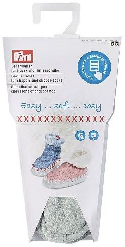 Prym 975301 Ledersohlen Haus-Hüttenschuhe Gr. 21-23, Leather, grau, 19 x 10.5 x 3 cm