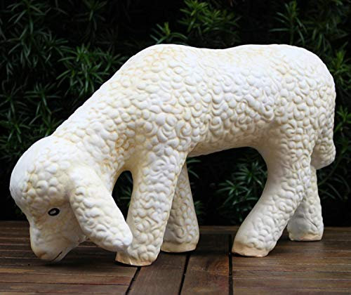 Deko Figur Lamm stehend Kopf nach unten Lämmchen Gartenfigur Lämmchen aus Kunstharz H 20 cm