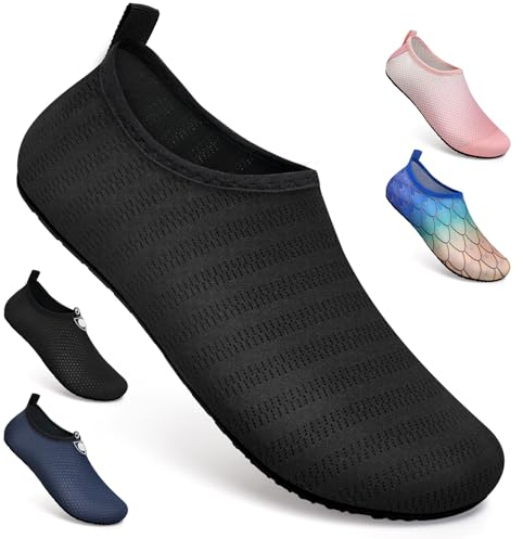 Badeschuhe Strandschuhe Wasserschuhe Aquaschuhe Schwimmschuhe Surfschuhe Wassersport Beach Pool Surfen Yoga für Damen Herren, X.tw.black, 41/42 EU (Asian: 42/43)