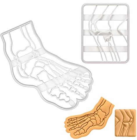 2er Set Knie- und Fußknochen Ausstechformen (Formen: Röntgenbild vom Knie und Röntgenbild vom Menschlichen Fuß), 2 Teile, Bakerlogy