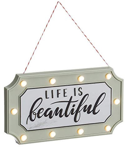 LOLAHOME - Panneau lumineux LED avec pendentif vert vintage pour décoration Bretagne