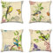 Artscope wasserdichte Kissenbezugen, 4 Stück Grüne Blumen und Vögel Kissenhülle Atmungsaktiv Kissen Fall für Outdoor Balkon Terrasse Patio Garten Bauernhaus Dekor 45 x 45cm