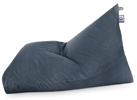 Happers Pouf Pyramide XL Naylim Mat Gris Pétrole pour Extérieur avec Rembourrage Inclus