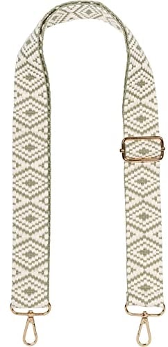 styleBREAKER Taschen Schulterriemen mit Azteken Muster, Wechsel Taschengurt mit Karabinerhaken, verstellbar, Handyband, Handykette 02013015, Farbe:Lindgrün-Beige