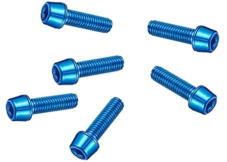 ihreesy Fahrrad Vorbau Schrauben,6 Stück M5 x 18 mm Stahl Fahrrad Vorbau Schrauben Fahrradlenker Vorbau Schrauben Mountainbike Kegelschrauben Schrauben mit Unterlegscheiben,Blau