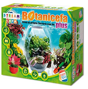 Cefa Toys - Botanicefa Plus, Juego Educativo, Terrario con Luz, Incluye Libro Guía, Apto para Niños a Partir de 6 Años, Capa de drenaje - piedras / arena de sílice.