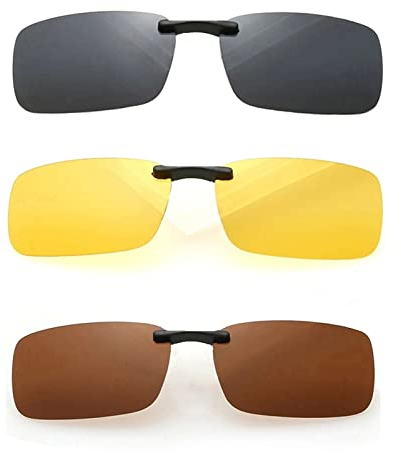 TopHomer Polarisierte Sonnenbrille zum Anklippen, blendfrei, UV400, für Männer und Frauen, Autofahren, Reisen, Outdoor-Sport, Braun, Gelb, Schwarz