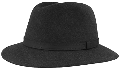 Breiter Outdoor Filz-Hut Wollhut aus 100% Wolle – Hut Wasserabweisend Faltbar Ledergarnitur Anthrazit