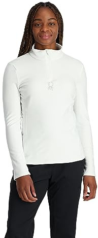 Spyder Women's Shimmer Bug Half Zip T-Neck Base Layer, White, Medium