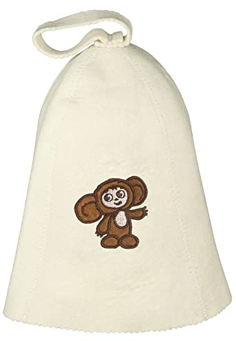 compar Saunahut mit Stickerei Tscheburaschka aus Filz (Filzkappe, Saunamütze) Cheburashka Чебурашка