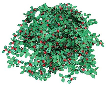 Faux Feuilles de Houx Baies Rouges Couleur Vive Feuilles de Houx Artificielles Baies Accents Réalistes pour Fenêtre