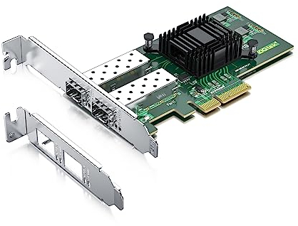 1000Mbps Gigabit Ethernet PCI Express NIC Network Card with Intel I350AM2 Chip Ethernet Server Converged Network Adapter I350-F2, PCIE 2.1 x4, Dual SFP Ports, Compare to Intel I350-F2