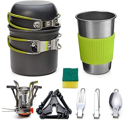 Conjuntos de Cocina Camping Kit de Utensilios de Cocina Kit de Utensilios de Utensilios de Cocina Horno de Horno Pan MAYAJA DE VATIBUJO for PICNICA DE Picnic Pista DE PICNA Plaza 10 UNIDS