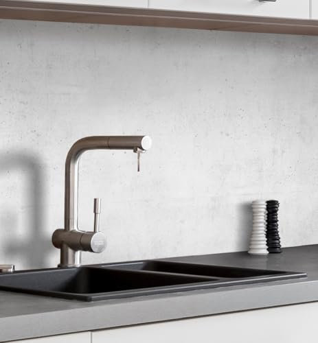MyMaxxi Küchenrückwand Folie selbstklebend matt - einfache Montage ohne Bohren 0,4mm stark Versteift - Motiv Beton Grau 60cm hoch - Spritzschutz Küche Klebefolie ? Betonoptik 60 x 60cm