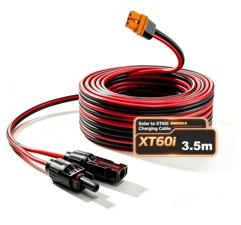 iHaospace Solarstecker auf XT60i-Ladekabel 3,5m 12AWG XT60i Verlängerung | XT60i Verlängerungskabel Kompatibel mit Ecoflow Delta 3/2 River 3/2 Anker SOLIX Tragbare Powerstation