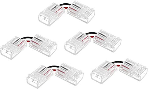 sourcing map L Form 2 Pin LED Steckverbinder 10mm Breite 90 Grad Winkel Ecke Lötfrei Verlängerung Steckverbinder für 5050 3528 RGB LED Licht Streifen 5Pack