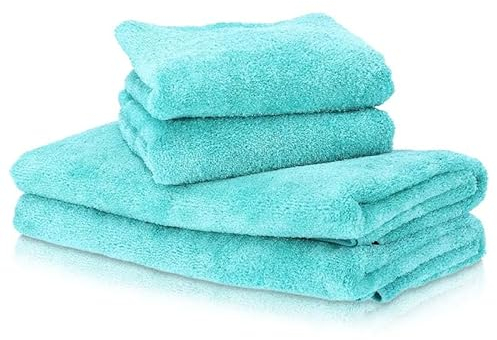 Pastaclean® Badetücher - Traumhaft Flauschige Handtücher (Türkis) Robust, saugstark und sanft zur Haut, Schnelltrocknend, 4 Handtücher in 2 Größen