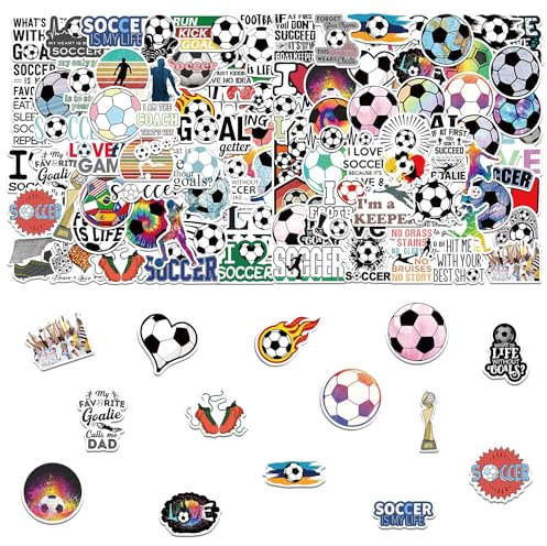100 Pcs Football Stickers, Stationery DIY Decoration Supplies, Waterproof Scrapbooking, Cute Water Bottle Stickers for Notebooks