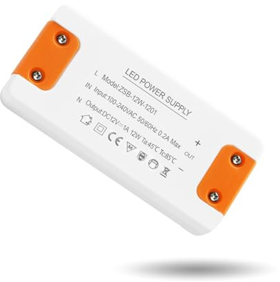 12V 12W, Alimentatore 12v 1A, 12W Trasformatore 220V a 12v, trasformatore 220v 12v ac, Driver LED AC a DC, Trasformatore LED Costante per Strisce LED e Luce a Bassa Tensione, Lampade LED