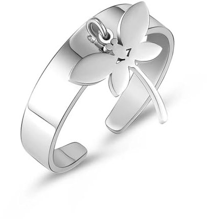 Gu Feng Edelstahl Lucky Dragonfly Charm Ring für Männer Frauen Verstellbare offene Ringe