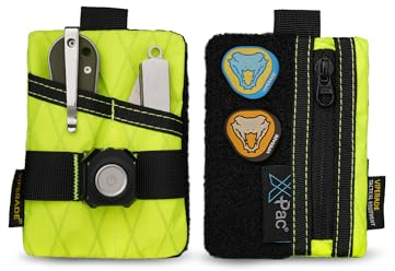VIPERADE VE15 X-Pac Mini EDC Pouch Pocket Organiser, Mini Pocket Tool Pouch with DIY Patches Area, Wallet Coin Purse for EDC, Easy Access for Carabiner Keychain - Green