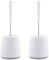 Minky Toilet Brush & Holder x2, Silicon Brush Head & Stainless Steel Handle, Sturdy Oval Shaped Base, Deep Cleaning Toilet Brush Set With Non Slip Handle, White & Light Grey, Made in the UK