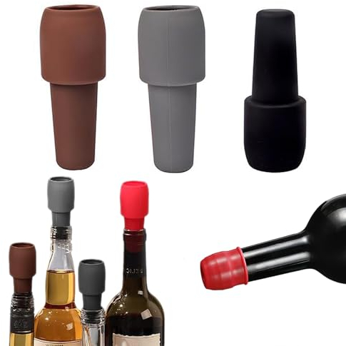 Bouchon Bouteille vin,3Pcs Bouchon Bouteille Mousseux Réutilisables Offrant une Double Protection,Bouchon Silicone for Wine Bottles,for Wine Champagne Prosecco Beer Champagne Prosecco Home Use (3PCS)