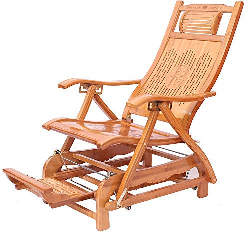 asdchZen Zero Gravity Stuhl, verstellbare Bambusliege, klappbare Sonnenliege mit stabilem Boden und Massagemechanismus, Garten, Balkon, Relaxliege (C)