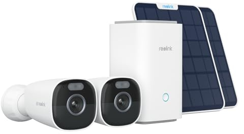 Reolink 4K Solar Überwachungskamera Set Aussen Akku mit Home Hub, Farbnachtsicht, 2.4/5GHz WLAN, Zentrale Verwaltung & Speicherung, Ohne ABO-Gebühren, Argus Eco Ultra 2-Kamera-Set, mit 6W Solarpanel