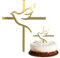 TYGFRT 2 Pieces Cake Decoration Inserts, Cross Cake Decoration, Dove Cake Decoration, Christening Cake Decoration, Shiny Cake Decoration, Exquisite Cake Decoration for Wedding, Birthday, Party (Gold)