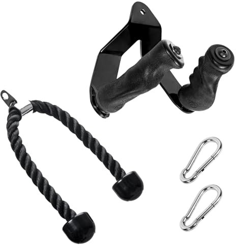 Kabelzug Griffe Trizepsseil Set, Kabelzug Fitness Trizeps Seil Kabel Latzug für Home Gym Bodybuilding Arm Schulter Krafttraining