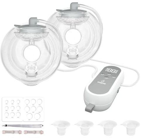 Saglve Breast Pump Hands Free,Wearable Breast Pumps Portable,Electric Breastfeeding Milk Pump with 4 Modes&12 Levels,300mmHg Comfortable Suction,Discreet&Leak-Proof Design-27mm Shield,21/24mm Flange