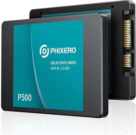 PHIXERO P500 SATA SSD 512GB 3D NAND, Internal harddisk 2.5 Inch Solid State Drive SATA III 6 Gb/s, UP to 550MB/s, for laptops, desktops and Gaming Consoles PC