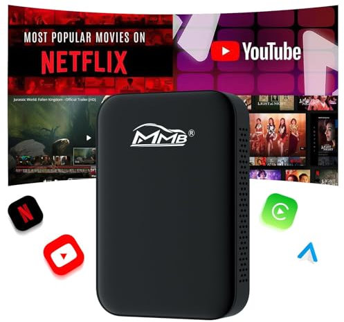 MMB Wireless Carplay & Android Auto Adapter unterstützt Netflix/YouTube CarPlay Dongle für Apple, Multimedia-Videobox, 2024 Neues Upgrade Carplay für werkseitig verkabeltes CarPlay-Auto