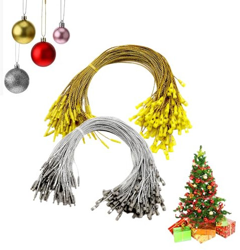 VILITI 200 Pcs Christmas Tree Hooks, Bauble Hangers, Gold & Silver, Acrylic with Snap, Hanging String Decoration, Xmas Decorations