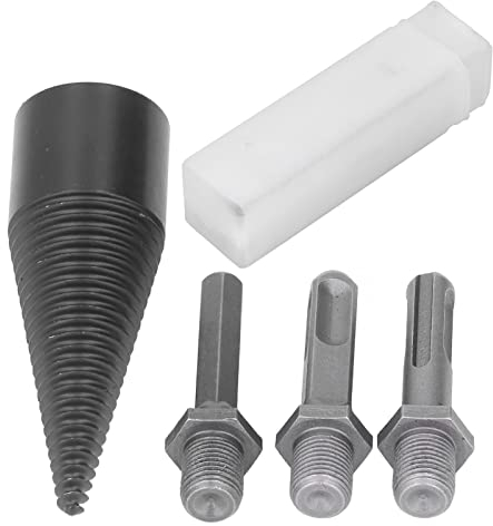 BTCKFC Brennholzbohrer, Kegelholzspaltbohrer, Holzspalter aus Karbonstahl, mit 3 abnehmbarem Schaft (32MM)