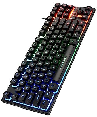 Uonlytech Teclado Mecánico Multifunción Teclas para Oficina y Hogar Retroiluminado Ergonómico