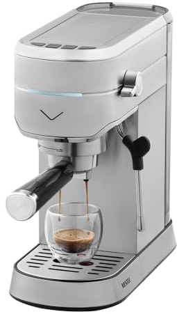 Vestel Manuelle Kaffeemaschine SESM5040 X, 15 Bar Druck, Edelstahl Espressomaschine mit Milchaufschämer, 1,2L Wassertank, Farbe: Silber