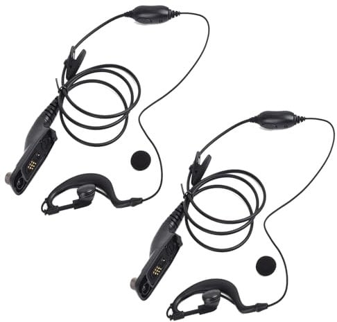 HYSHIKRA Walkie Talkie Security Earpiece Headset Compatible with Motorola DP3400 DP4400 DP4800 DGP4150 XiR-P8200 Radio G Shape Ear Piece with Mic and PTT (5 pack)
