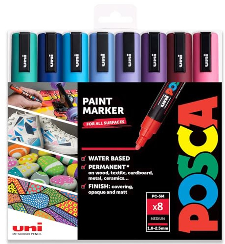Posca - PC-5M Paint Marker Art Pens - 1.8-2.5mm Nib - Spectrum (B) Set of 8 Colours in Plastic Wallet