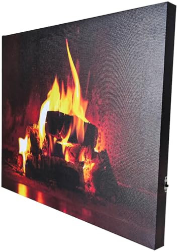 infactory LED Bild Kaminfeuer: Animiertes LED-Wandbild Kaminfeuer, 40 x 30 cm (Kamin Bild, Wandbild Kamin, Weihnachtsbilder)